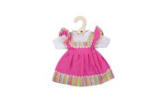Bigjigs Toys Růžové šaty s pruhovaným lemováním pro panenku 34 cm 