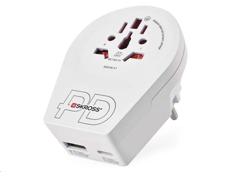 Cestovní univerzální adaptér EMOS P0055U pro cizince do střední Evropy, 1×USB-C, 1×USB-A Cestovní univerzální adaptér EMOS P0055U pro cizince do střední Evropy, 1×USB-C, 1×USB-A