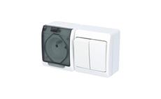 GALATEA IP44 Spínač sériový č.5+zásuvka 2P+PE (bílá + průhledná)