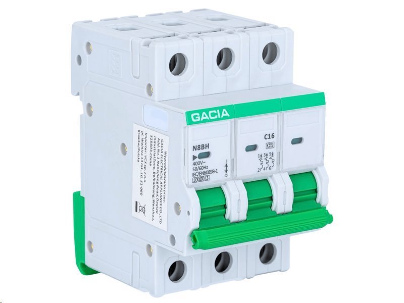 Jistič GACIA N8BH 400V/25A/C/10kA/1P na DIN lištu Jistič GACIA N8BH 400V/25A/C/10kA/1P na DIN lištu