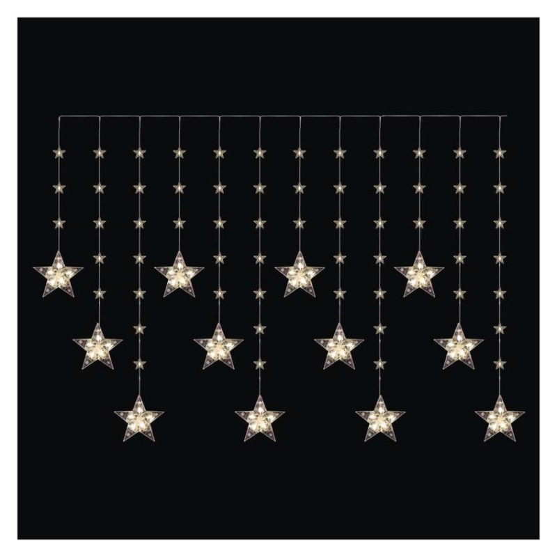 LED vánoční závěs – hvězdy, 170x85 cm, 3x AA, venkovní i vnitřní, teplá bílá, časovač LED vánoční závěs – hvězdy, 170x85 cm, 3x AA, venkovní i vnitřní, teplá bílá, časovač