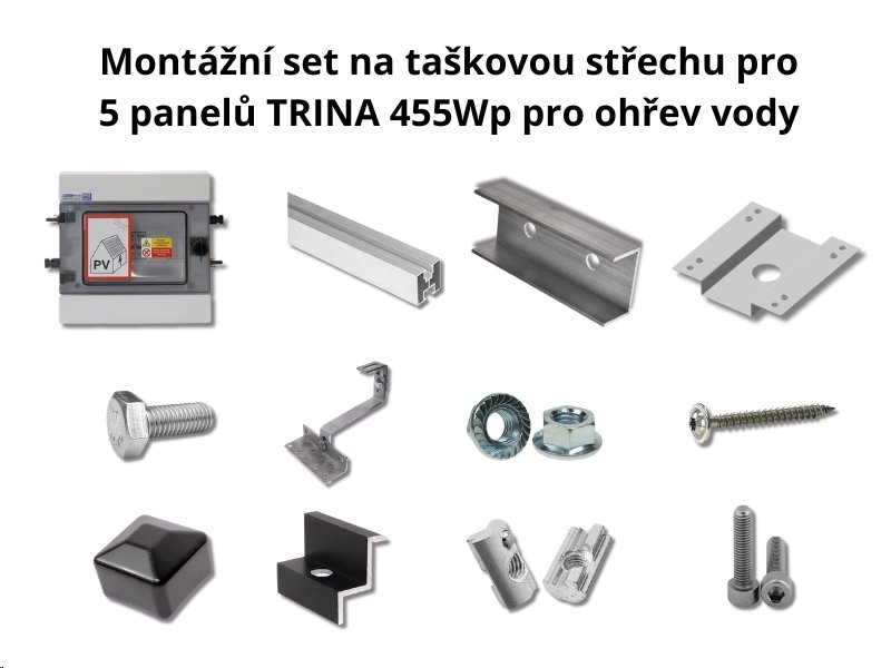 Montážní systém pro solární ohřev vody (5 panelů, tašková střecha) Montážní systém pro solární ohřev vody (5 panelů, tašková střecha)