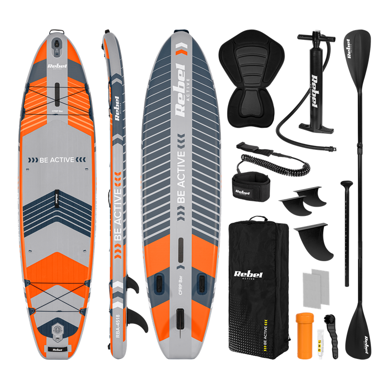 Paddleboard SUP REBEL ACTIVE PRO RBA-4518-OR oranžový, nosnost 220kg Paddleboard SUP REBEL ACTIVE PRO RBA-4518-OR oranžový, nosnost 220kg