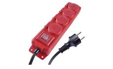 Prodlužovací kabel EMOS P14101 / 10 m / 4 zásuvky / s vypínačem / černo-červený / guma-neopren / 1,5 mm2