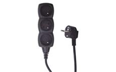 Prodlužovací kabel EMOS PC0311 / 1,5 m / 3 zásuvky / černý / PVC / 1 mm2