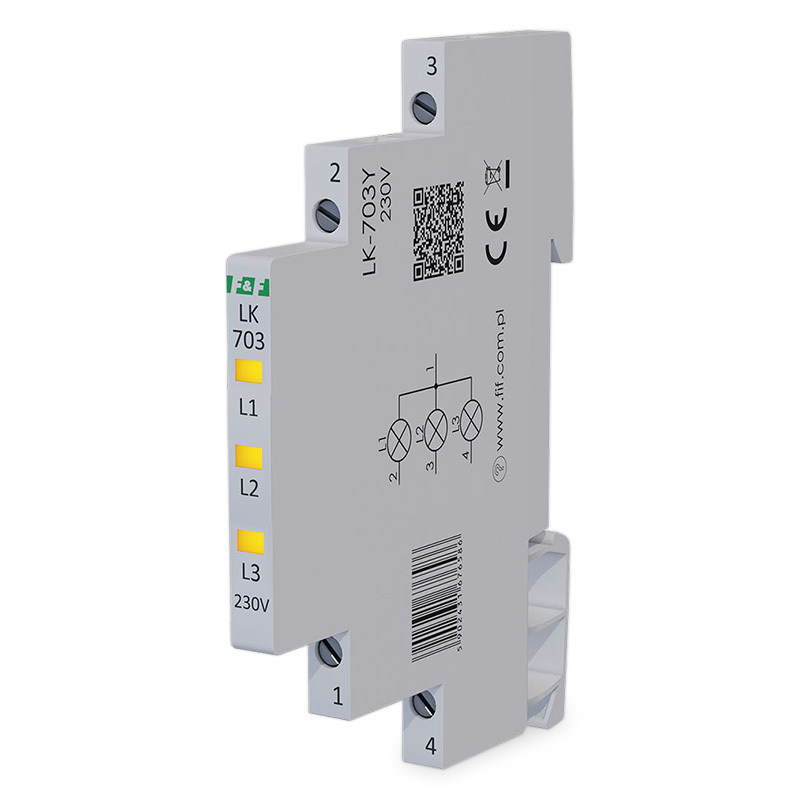 Signalizace třífázová F&F LK-703Y/230V na DIN lištu Signalizace třífázová F&F LK-703Y/230V na DIN lištu