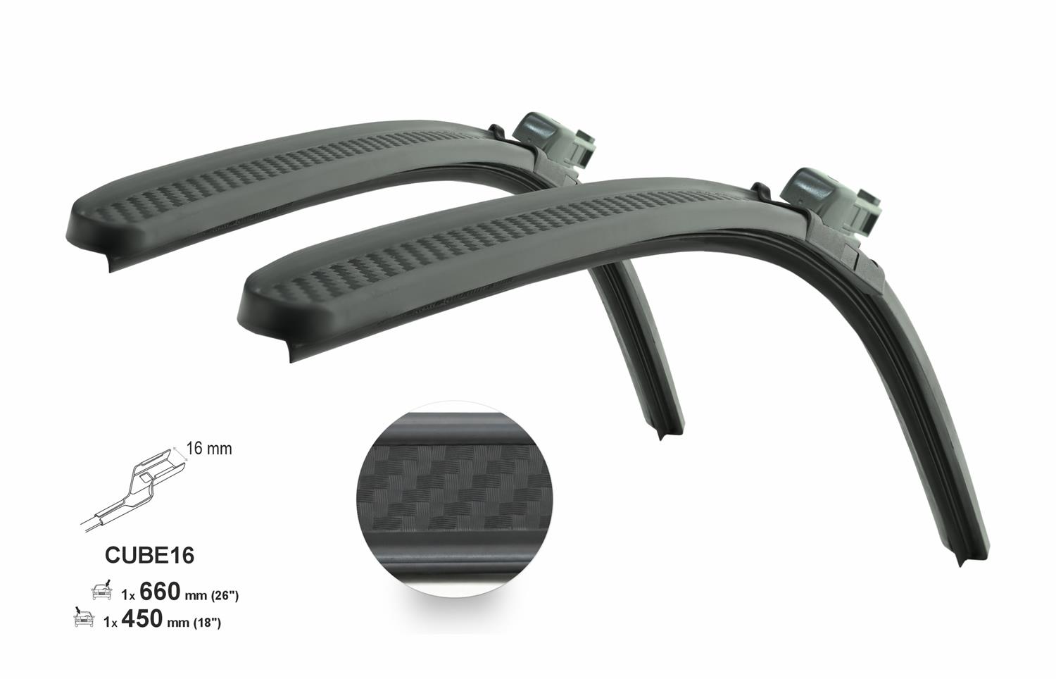 Stěrače CARBON FLAT SET 660+450mm OCT IV, SUP III, Karoq, Kamiq, Enyaq Stěrače CARBON FLAT SET 660+450mm OCT IV, SUP III, Karoq, Kamiq, Enyaq