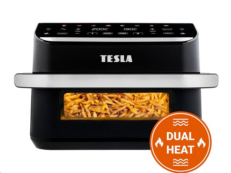 TESLA AirCook DualHeat QD575 XXL - multifunkční duální digitální horkovzdušná fritéza TESLA AirCook DualHeat QD575 XXL - multifunkční duální digitální horkovzdušná fritéza