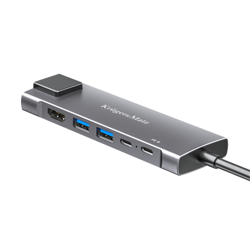 USB Adaptér 6v1 Kruger&Matz KM0391.2 (HUB) typu C na HDMI/2x USB3.0/2x USB typu C/RJ45 USB Adaptér 6v1 Kruger&Matz KM0391.2 (HUB) typu C na HDMI/2x USB3.0/2x USB typu C/RJ45