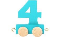 Vagónek dřevěné vláčkodráhy - barevné číslice - číslo 4 