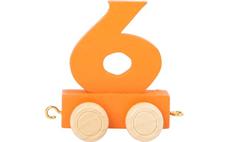 Vagónek dřevěné vláčkodráhy - barevné číslice - číslo 6 
