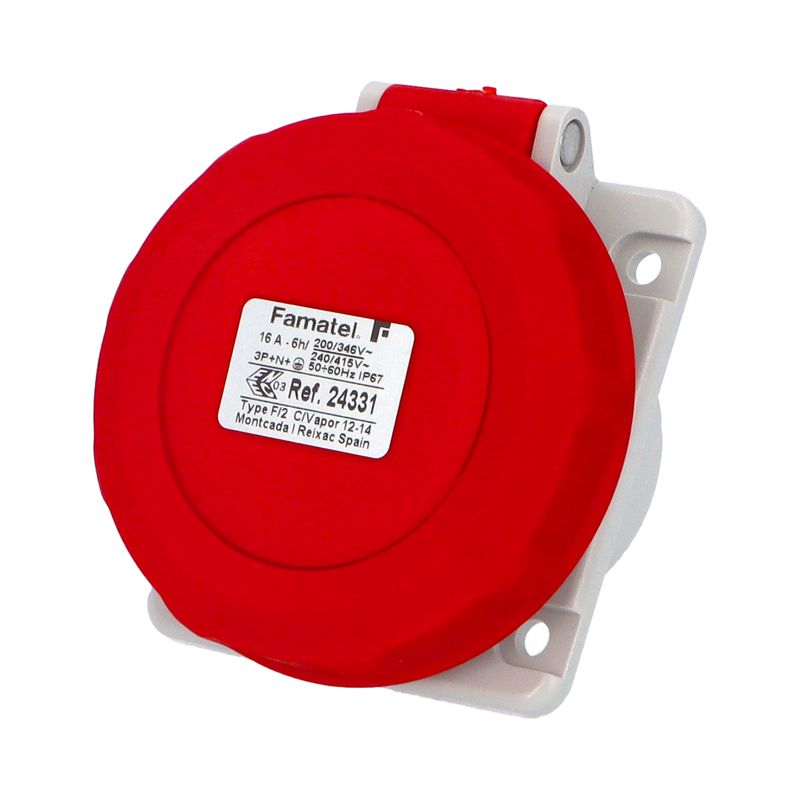 Zásuvka vestavná Famatel 24331 IP67/400V/16A/5P 6h, šikmá 10° - SpeedPRO Zásuvka vestavná Famatel 24331 IP67/400V/16A/5P 6h, šikmá 10° - SpeedPRO